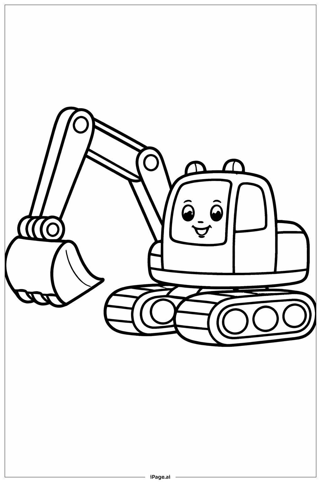  Página para colorir de Escavadora Amigável 