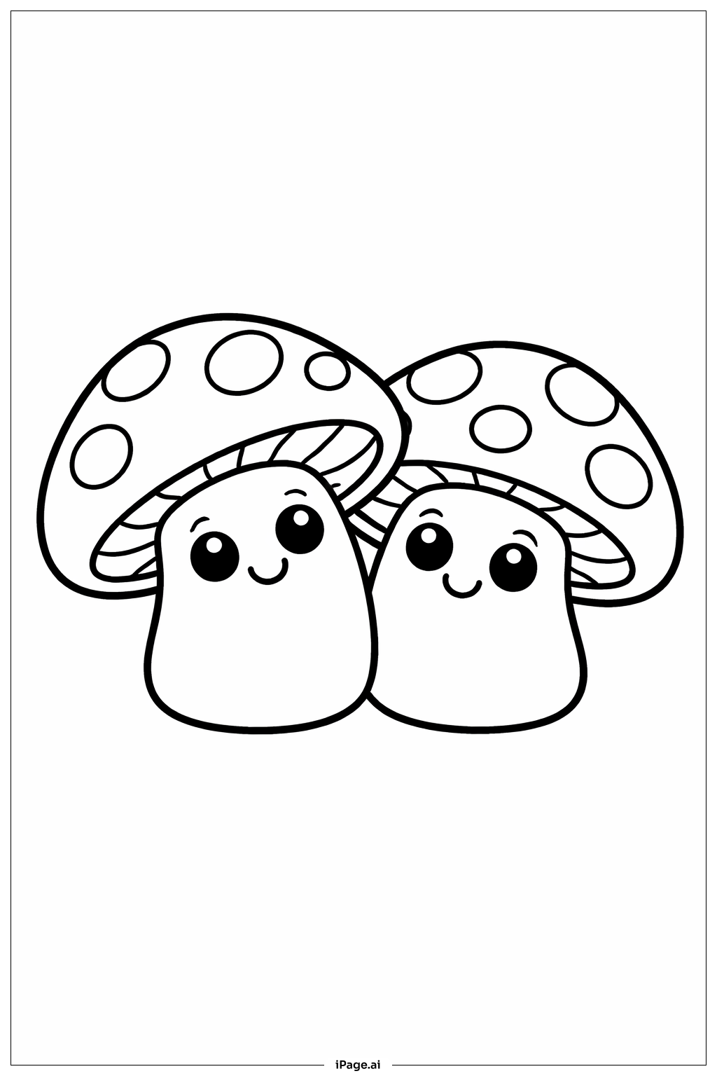 Página para colorear de Pareja Amistosa de Hongos