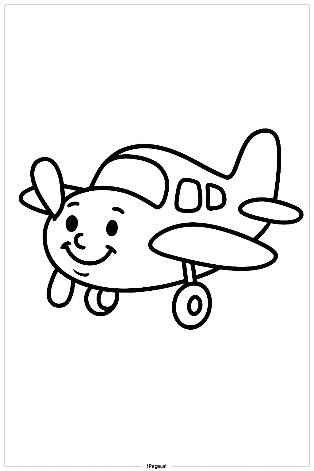  친근한 프로펠러 비행기 색칠공부 페이지 