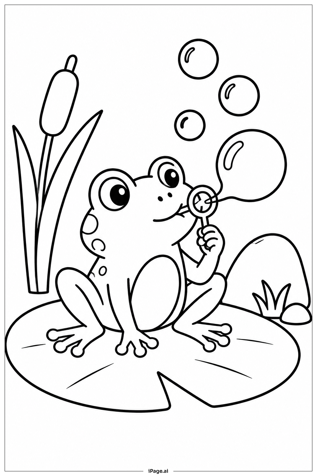 Page de coloriage Grenouille qui souffle des bulles