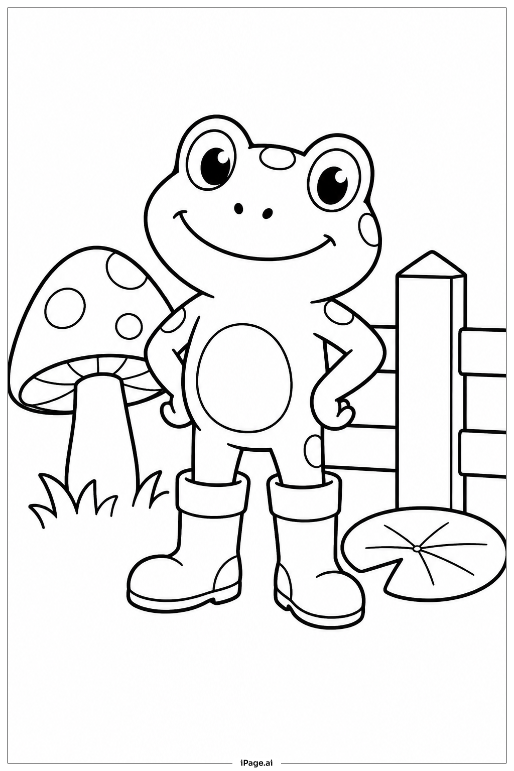 Página para colorear de Rana con Botas