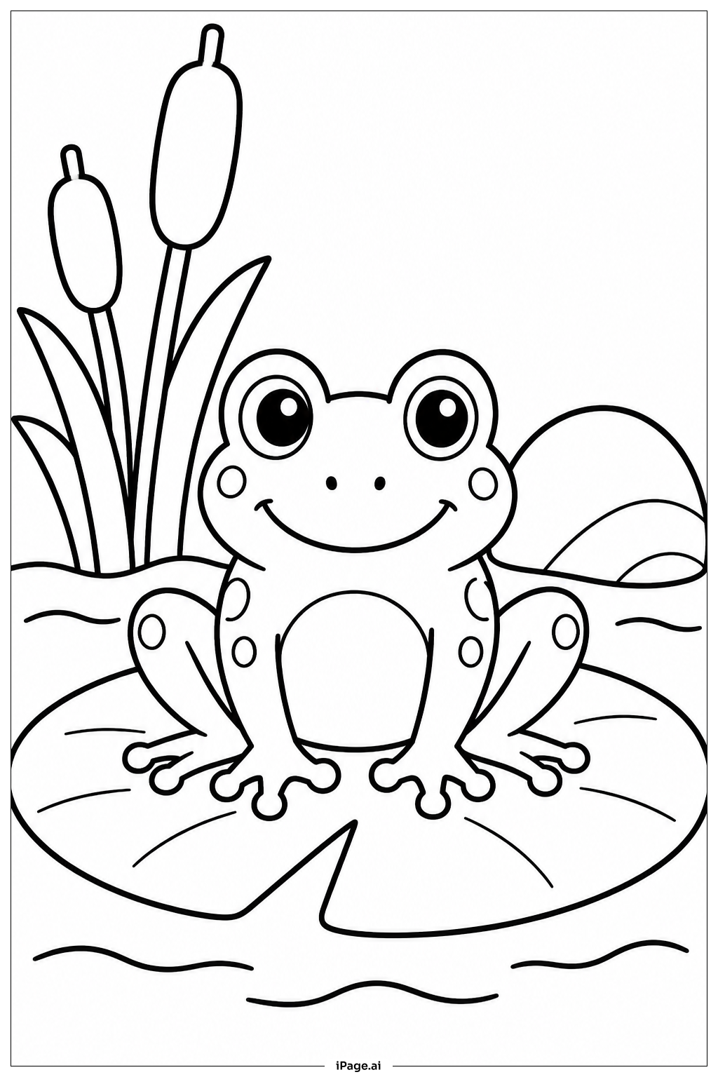 Página para colorear de Rana en el Estanque