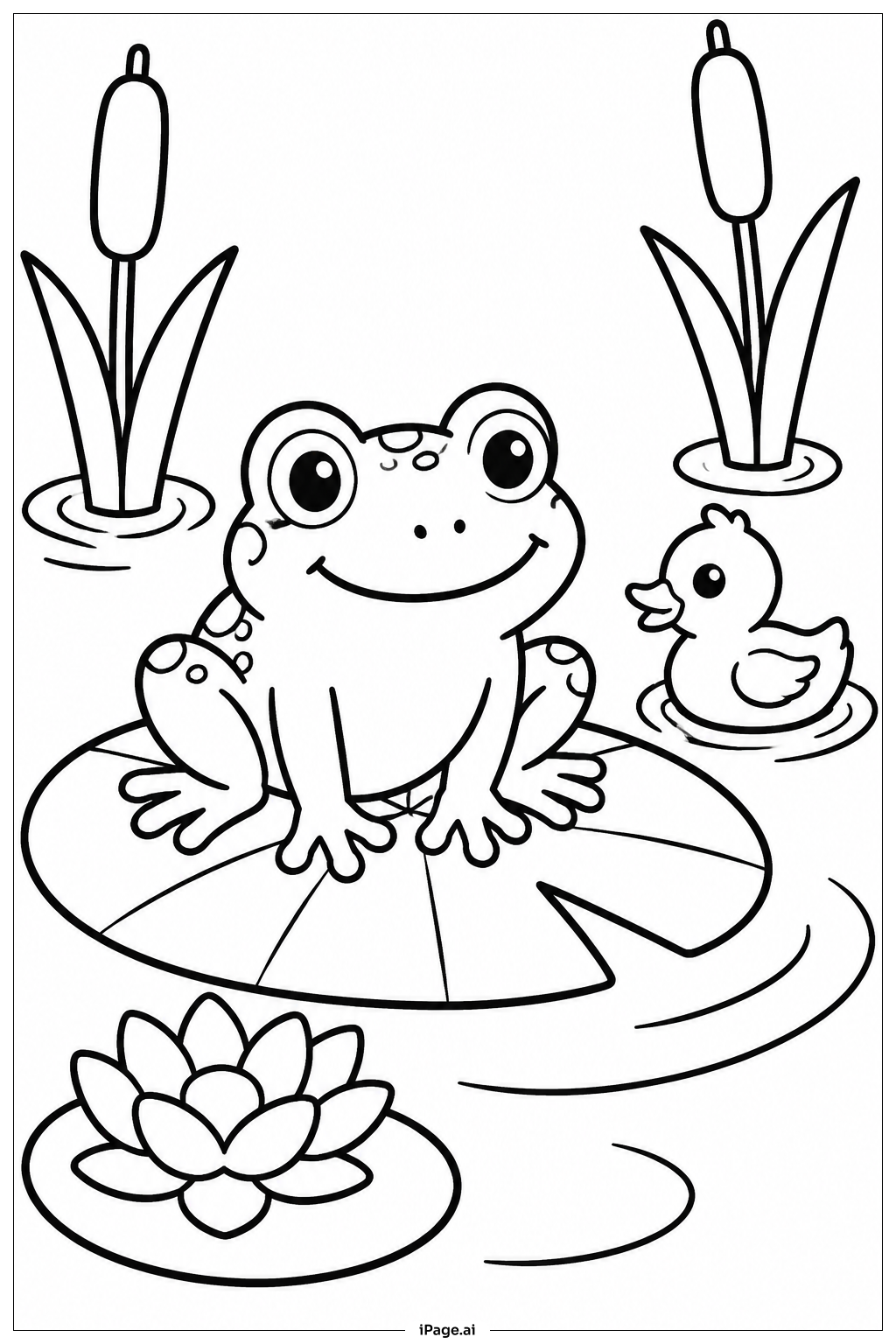  Página para colorir de Sapo no Lírio com Amigo Pata 