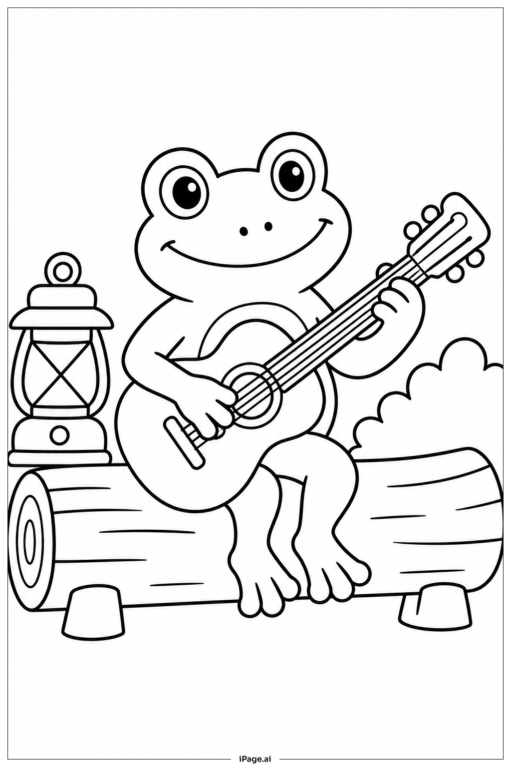 Página para colorear de Rana Tocando la Guitarra