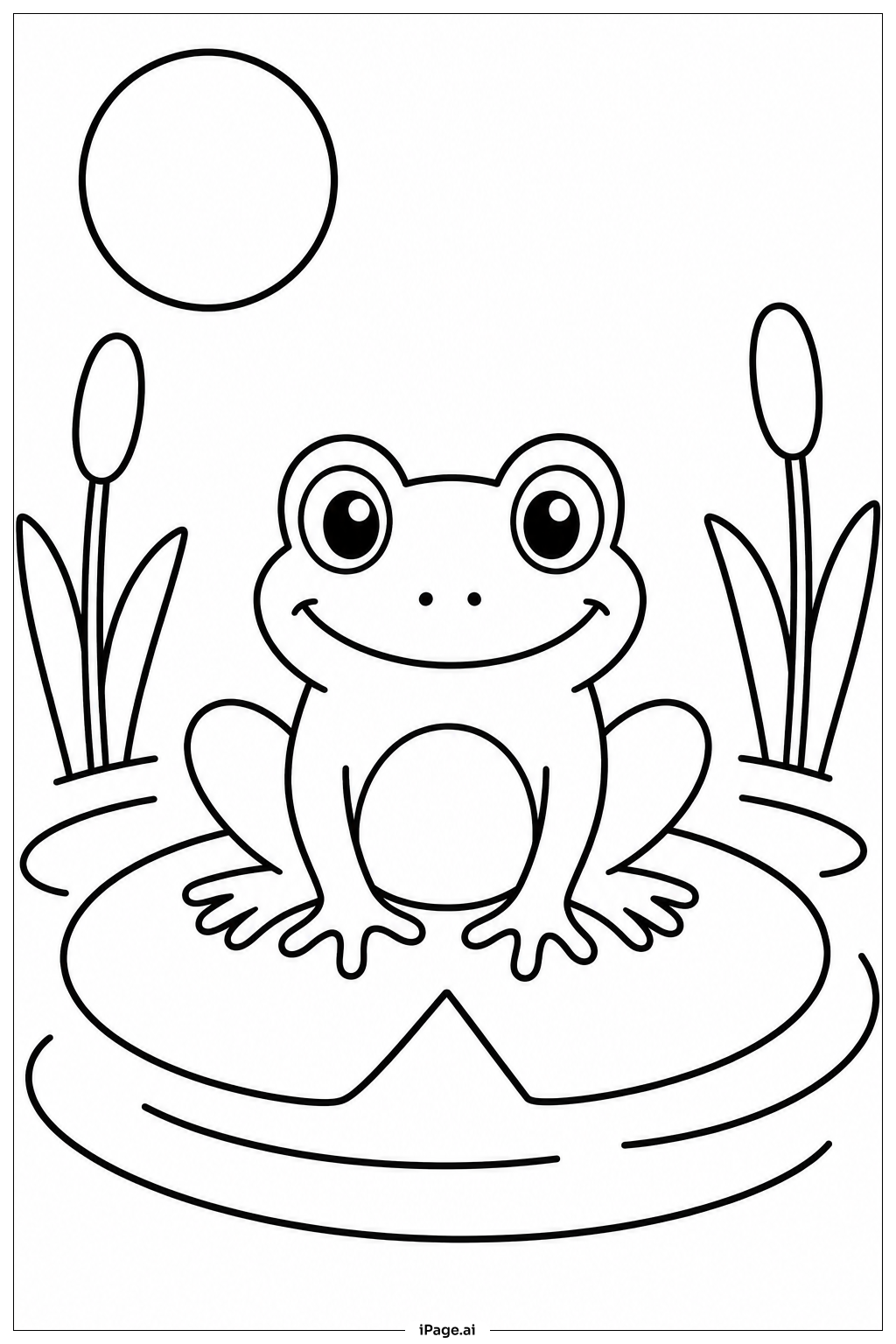  Frog Under Sun On Lily Pad Coloring Page 