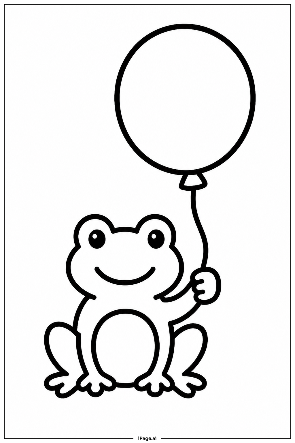 Frog With Balloon Coloring Page
