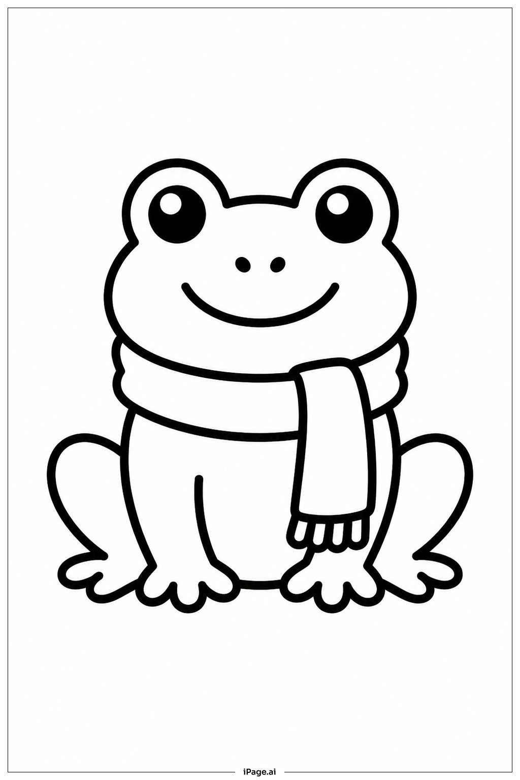 Frog With Scarf Coloring Page 