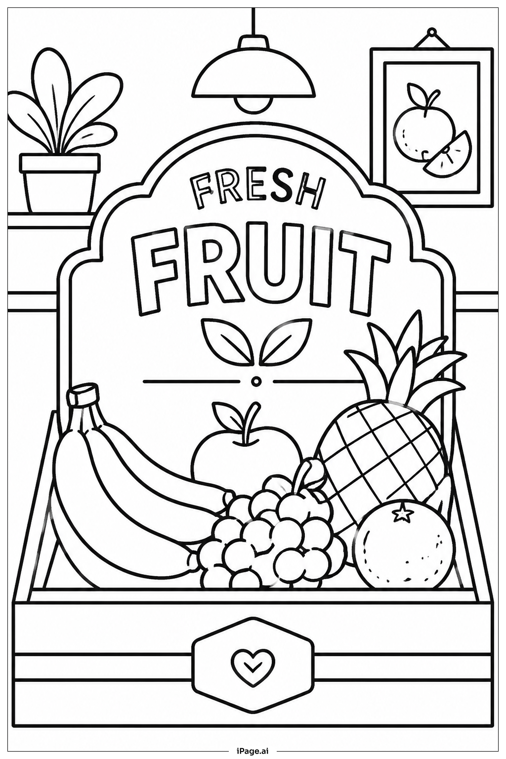 Página para colorear de Tienda de Etiquetas de Frutas