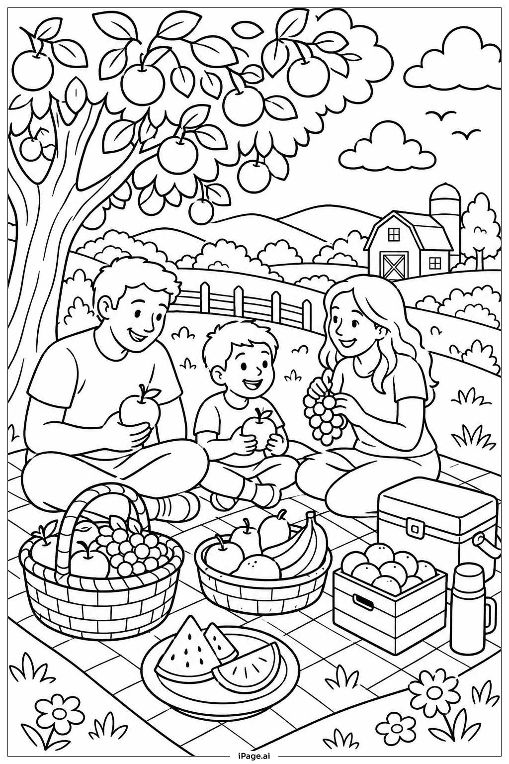 Pícnic bajo el árbol frutal