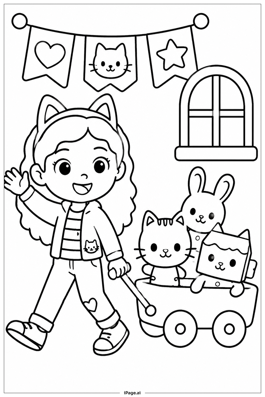 蓋比的娃娃屋玩具遊行著色頁