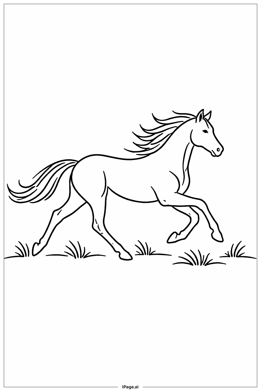  奔跑的马剪影填色页 