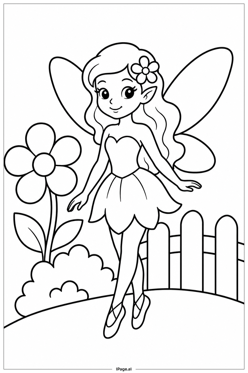  Garden Fairy Coloring Page 