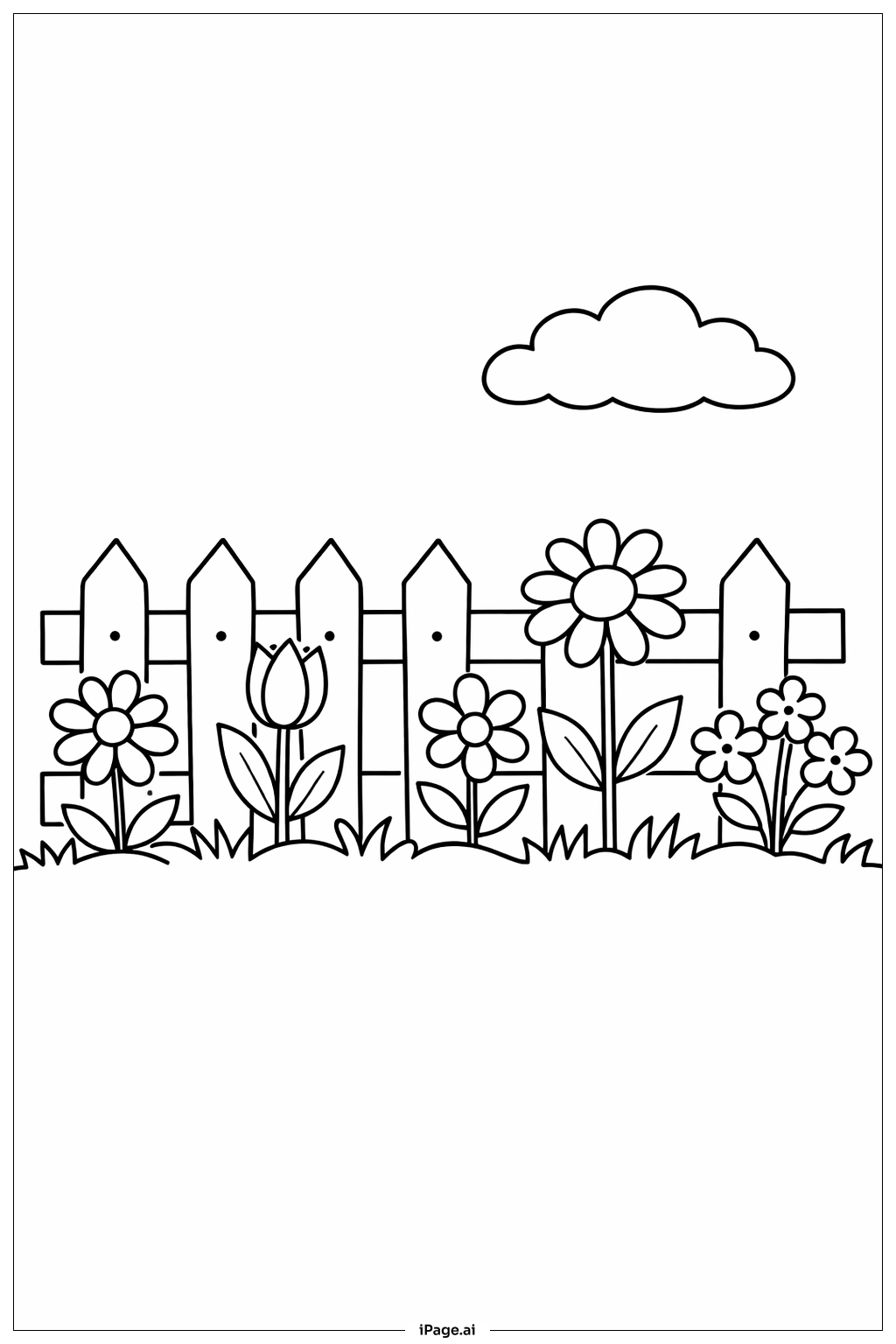 Garden Fence Flowers Coloring Page