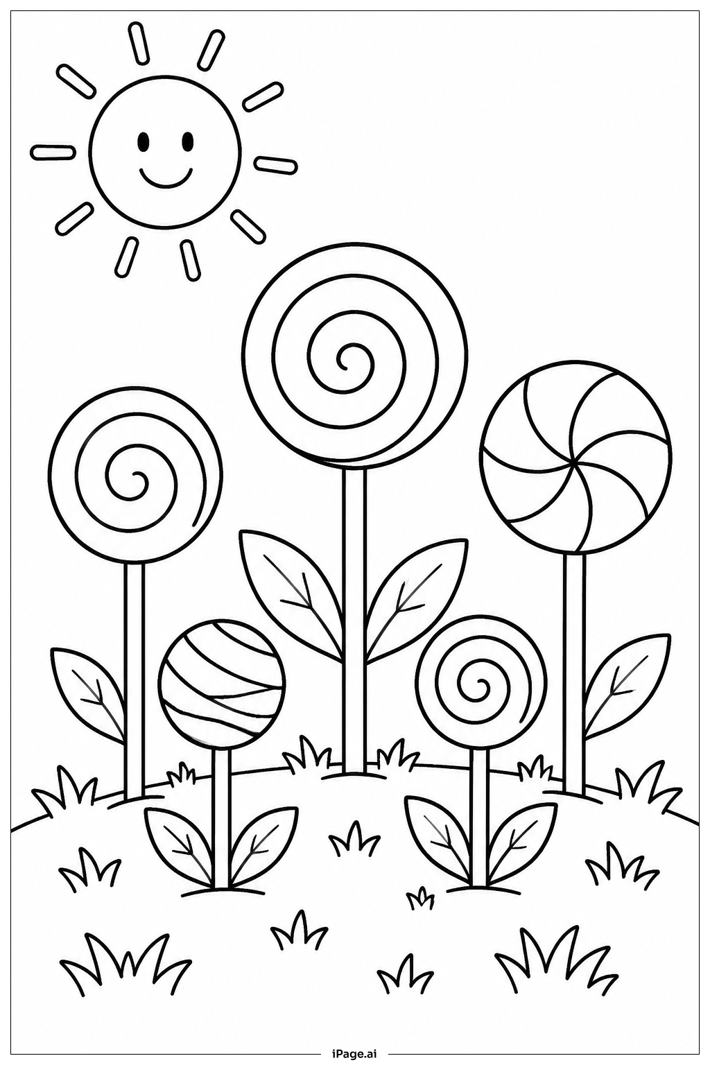 Garten der Lollipops Ausmalseite