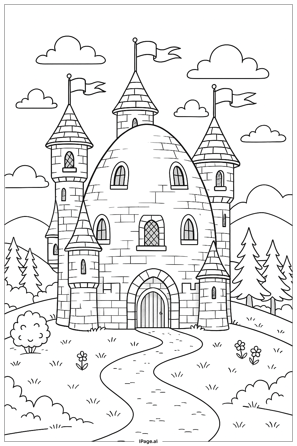 Giant Egg Castle Coloring Page