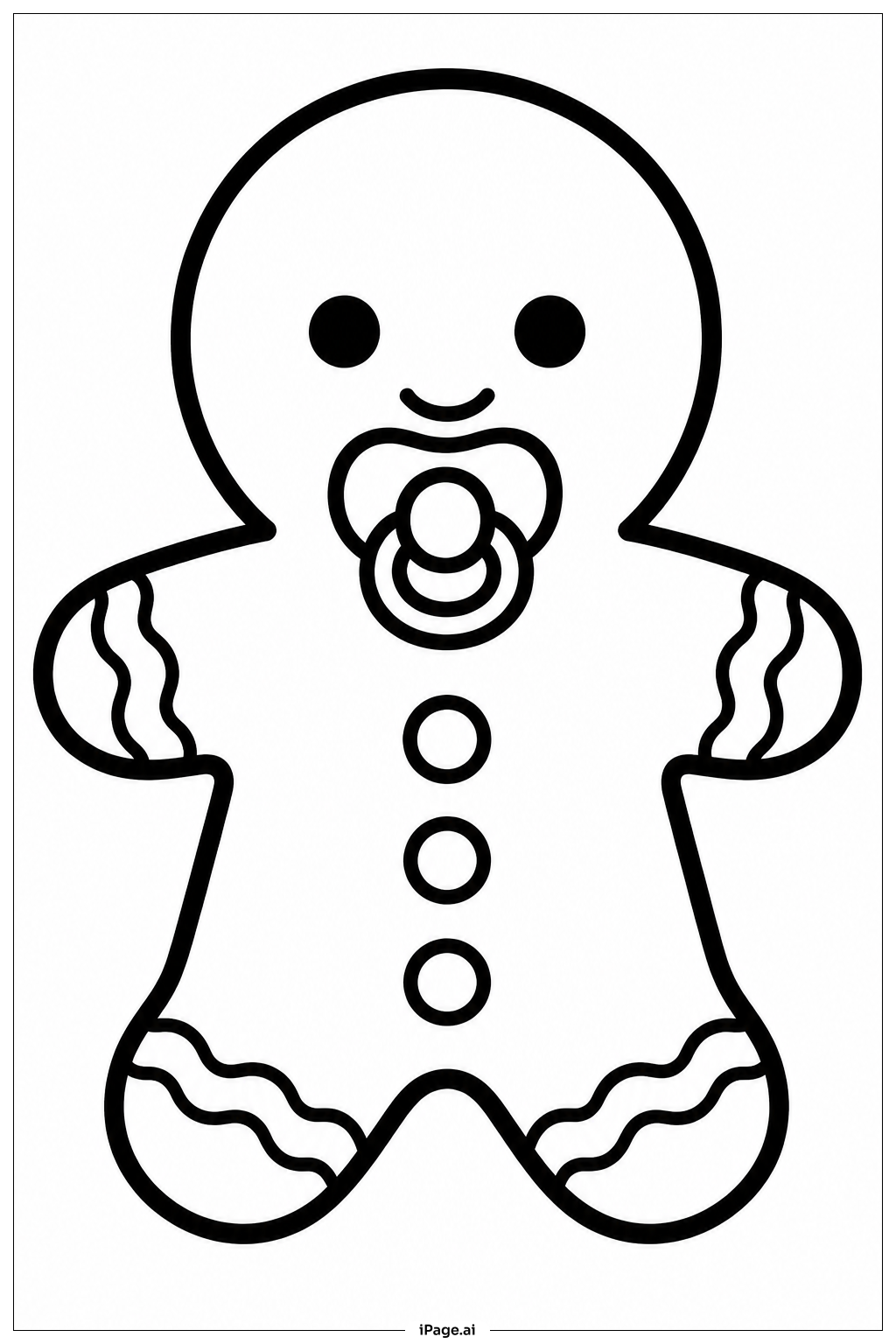 ジンジャーブレッドの赤ちゃんの塗り絵ページ