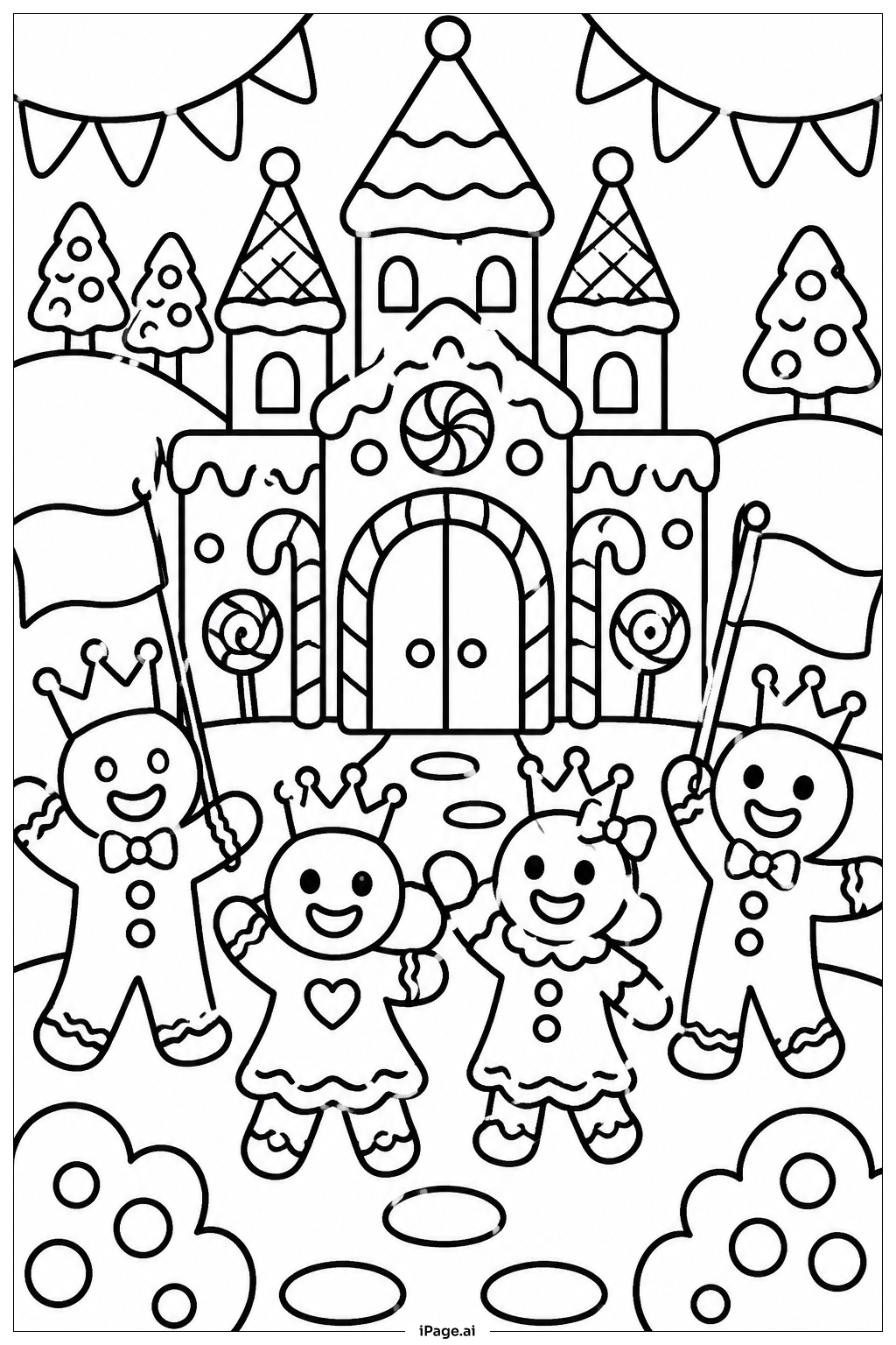 Página para colorear de Celebración del Castillo de Jengibre 