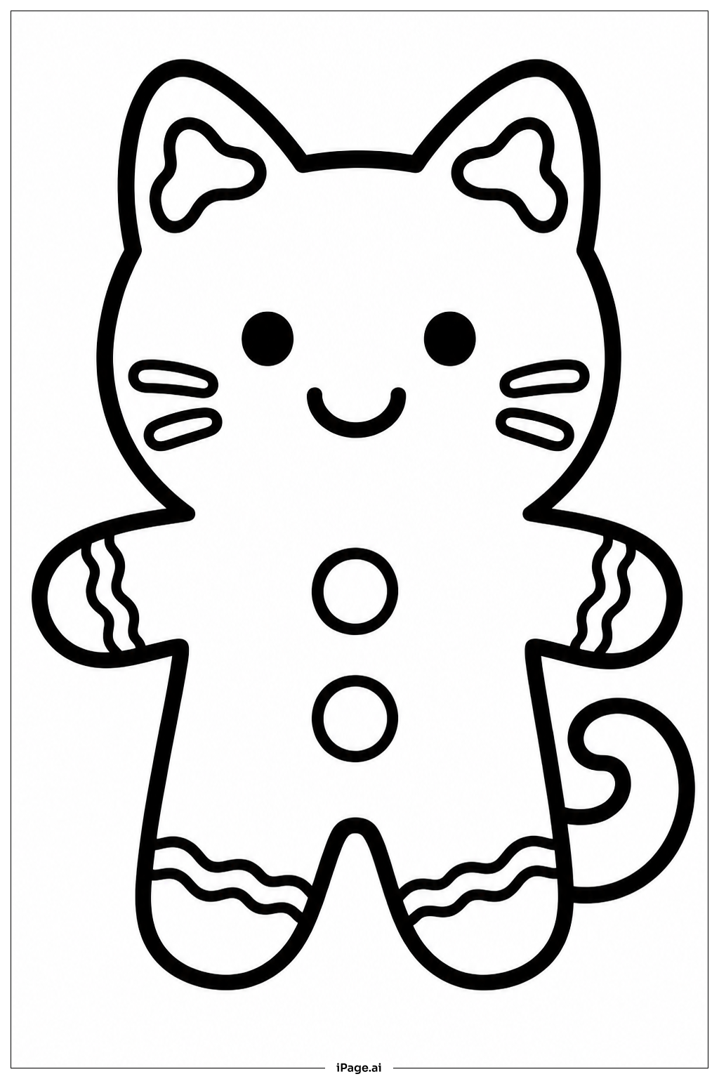 ジンジャーブレッドキャットの塗り絵ページ