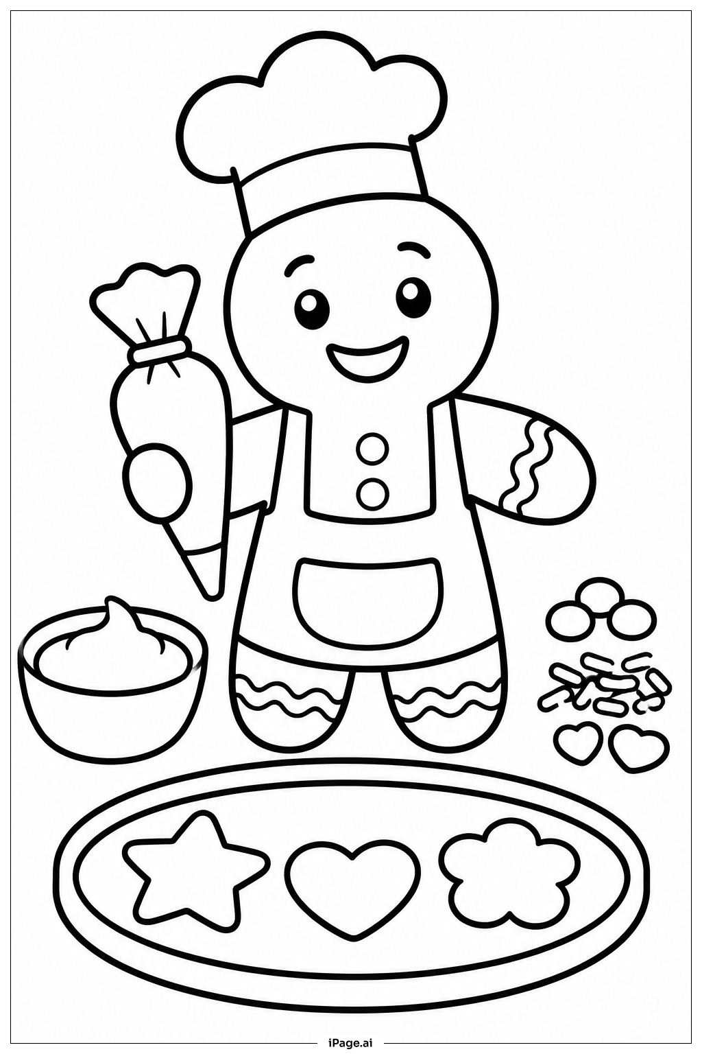  姜饼装饰派对填色页 