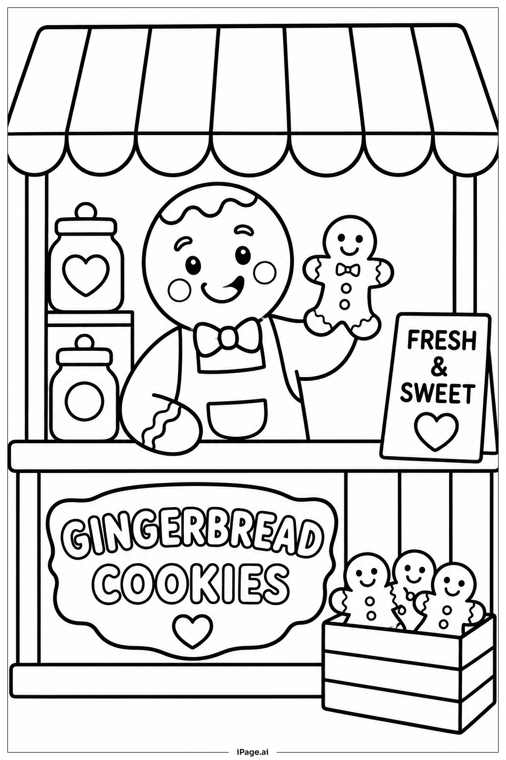 Gingerbread Market Stall Coloring Page
