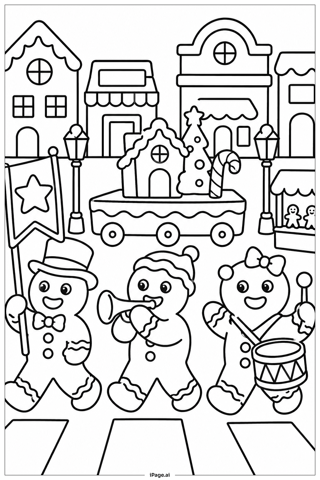  Gingerbread Parade On Main Street Coloring Page 