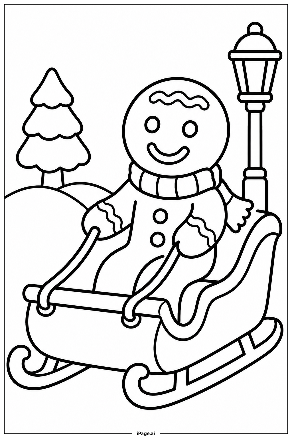Gingerbread Sleigh Ride Coloring Page