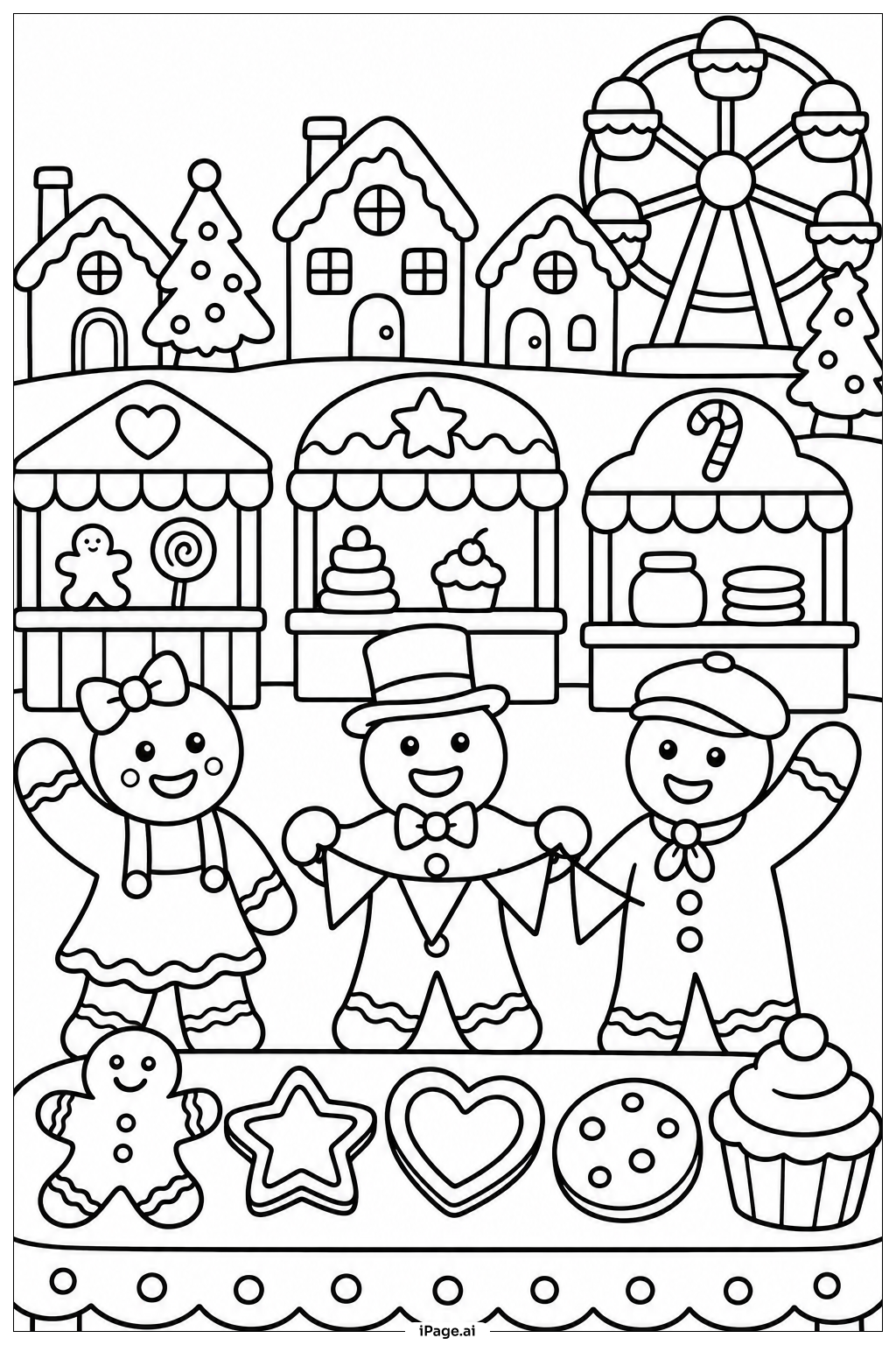  Página para colorear de Festival del Pueblo de Jengibre 