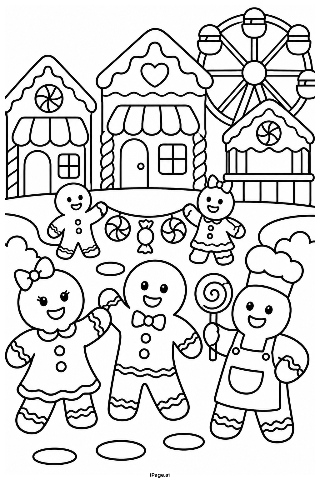 Page de coloriage Festival du Village de Pain d'Épice