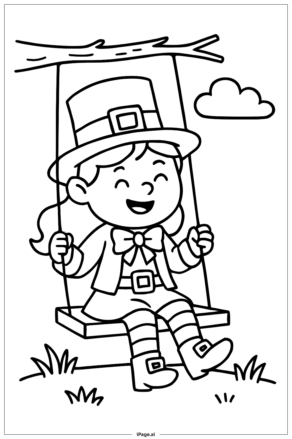  그네에 앉은 여자 레프리콘 색칠공부 페이지 