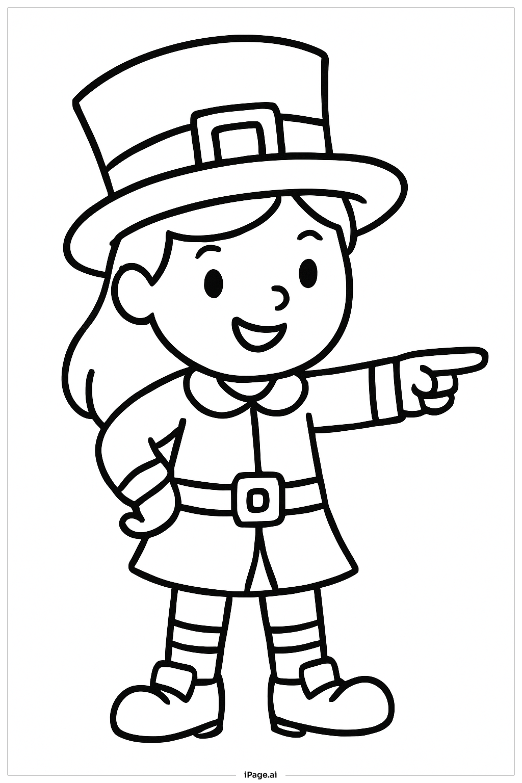  소녀 레프리콘 가리키기 색칠공부 페이지 