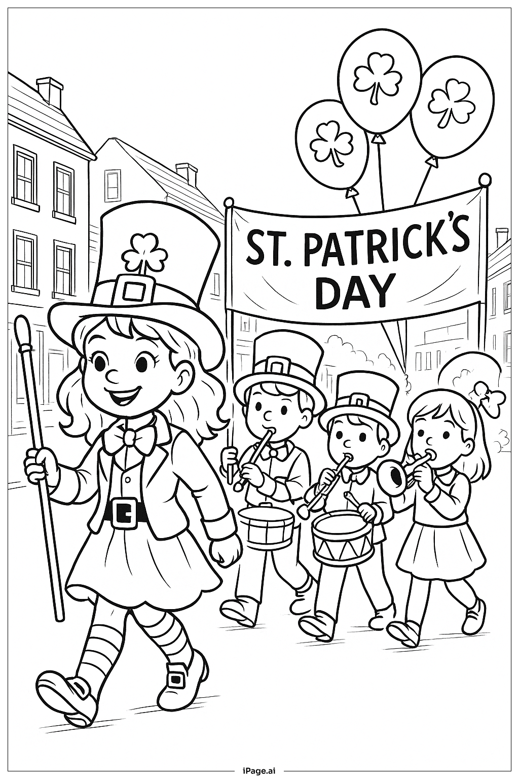  Girl Leprechaun St Patrick Parade Coloring Page 