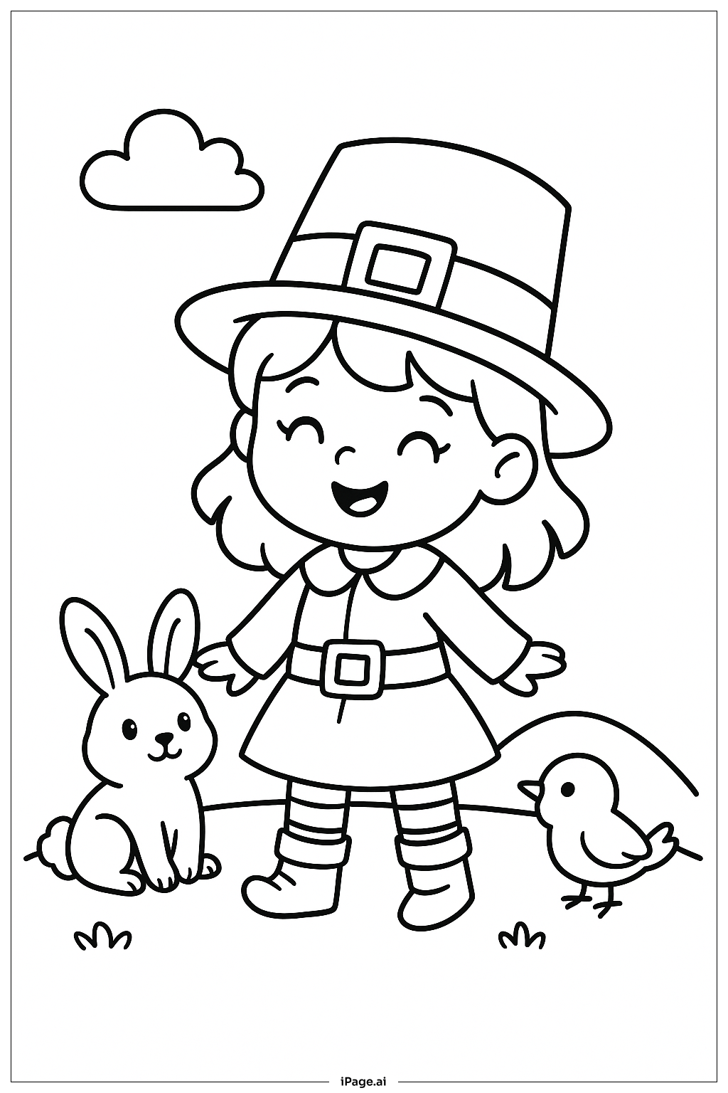  친구들과 함께한 소녀 레프리콘 색칠공부 페이지 