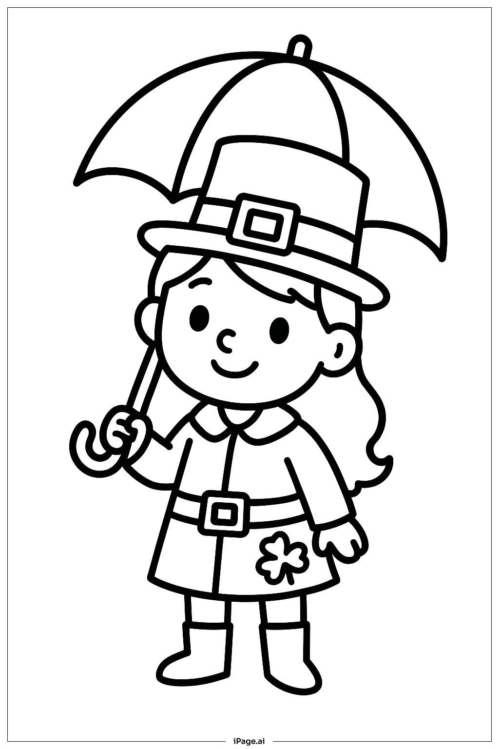  우산을 든 여자 요정 색칠공부 페이지 