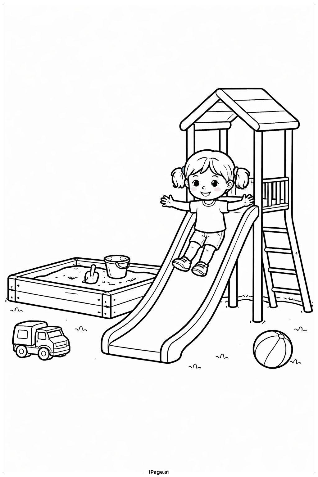 遊び場の滑り台の女の子