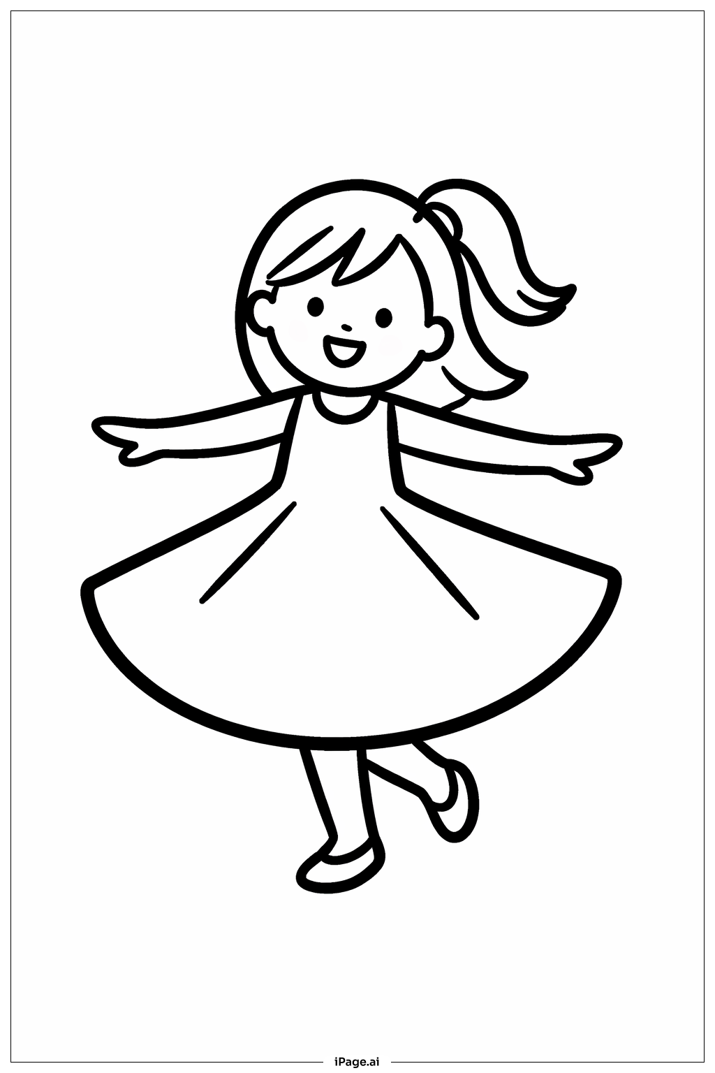 回転するドレスの女の子の塗り絵ページ