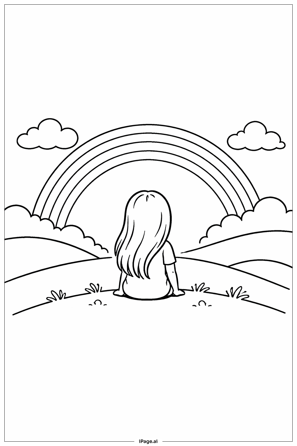 虹を見ている女の子