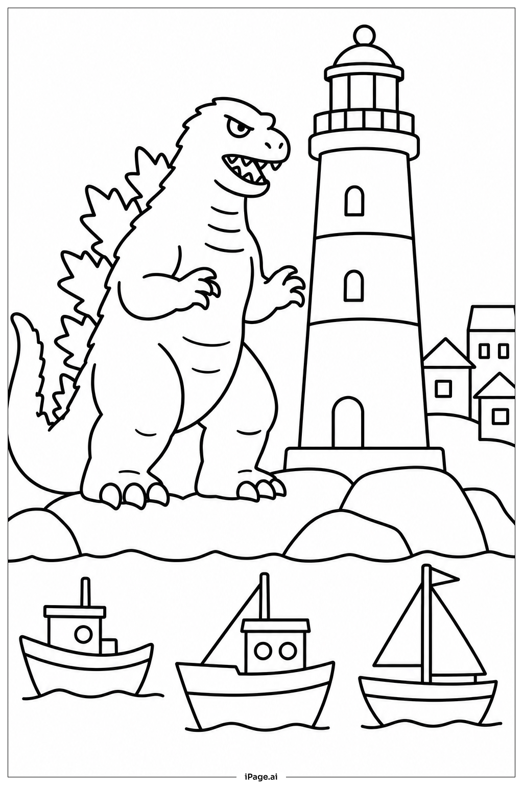 Page de coloriage Godzilla et le Phare 