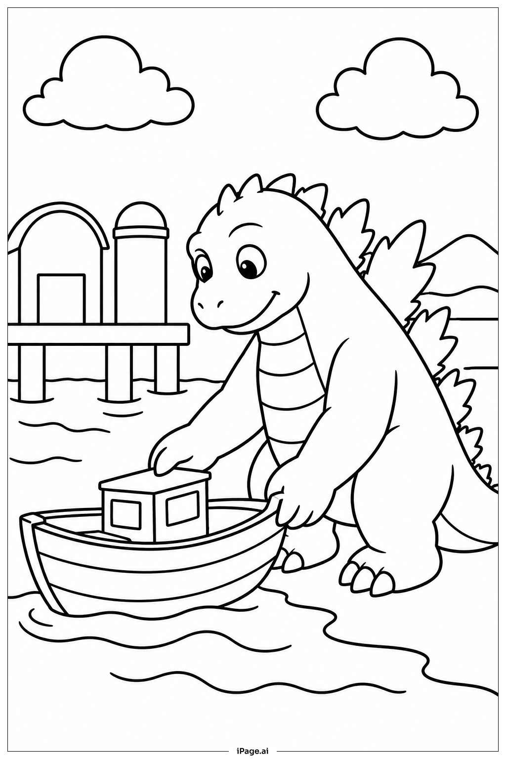 Trang tô màu Godzilla Và Thuyền Nhỏ 