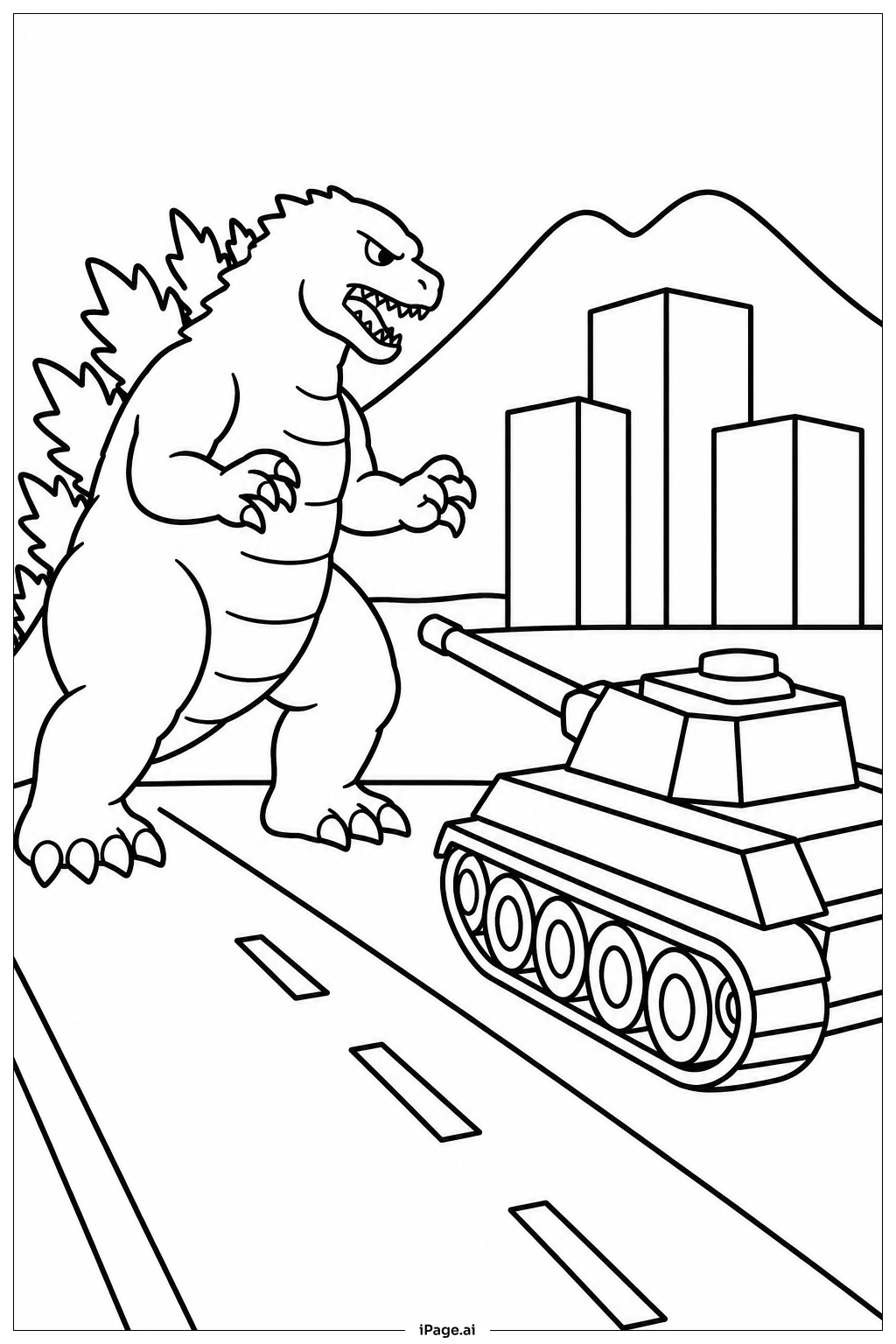  Trang tô màu Godzilla và xe tăng 