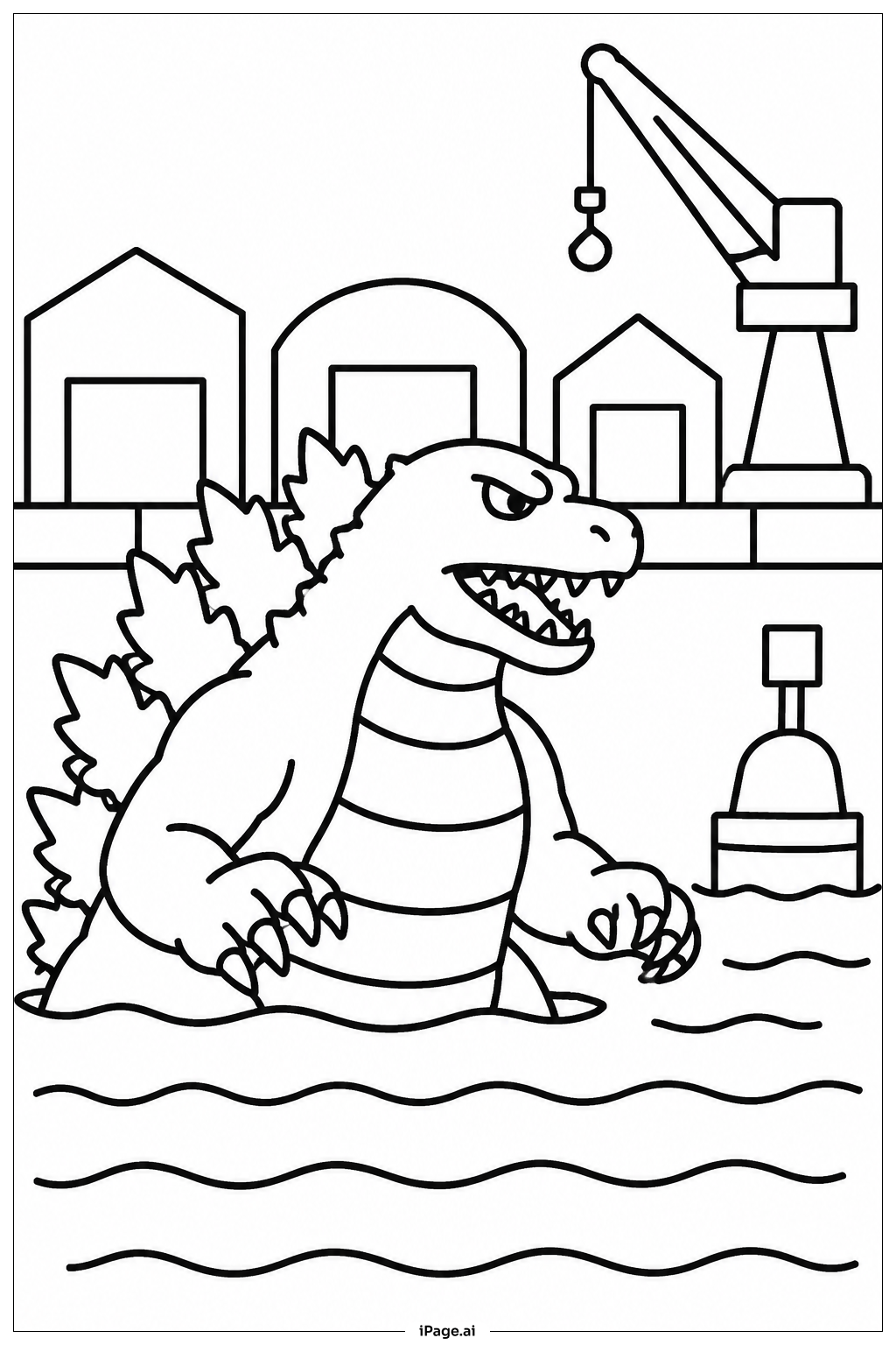  Trang tô màu Godzilla Trong Cảng 