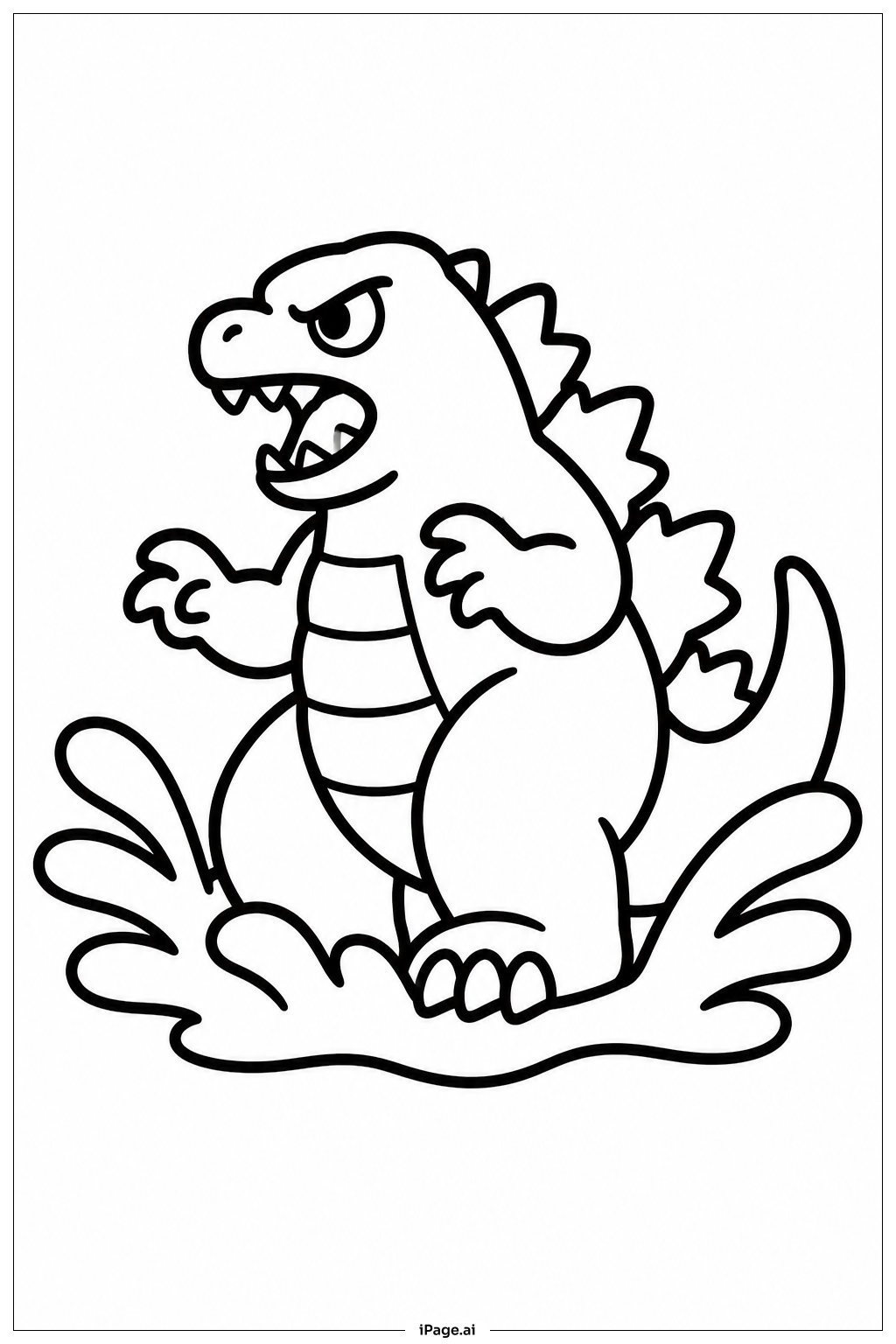 Godzilla Splashing Coloring Page