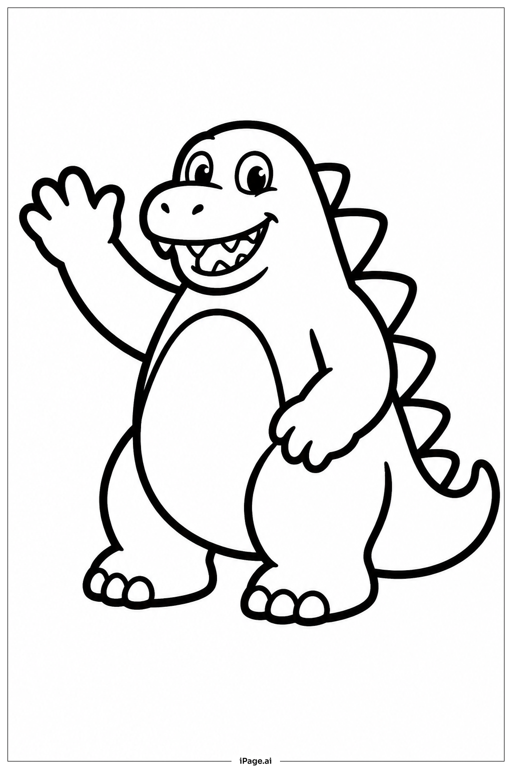 Godzilla Waving Coloring Page