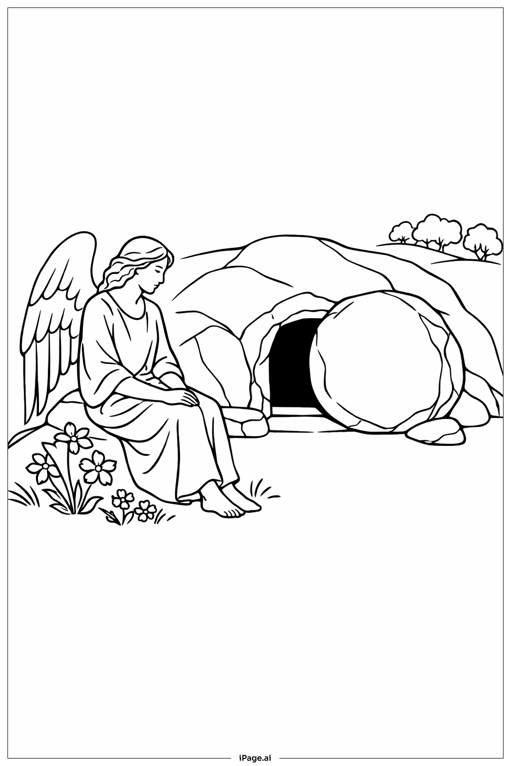  耶稣受难日天使守墓填色页 