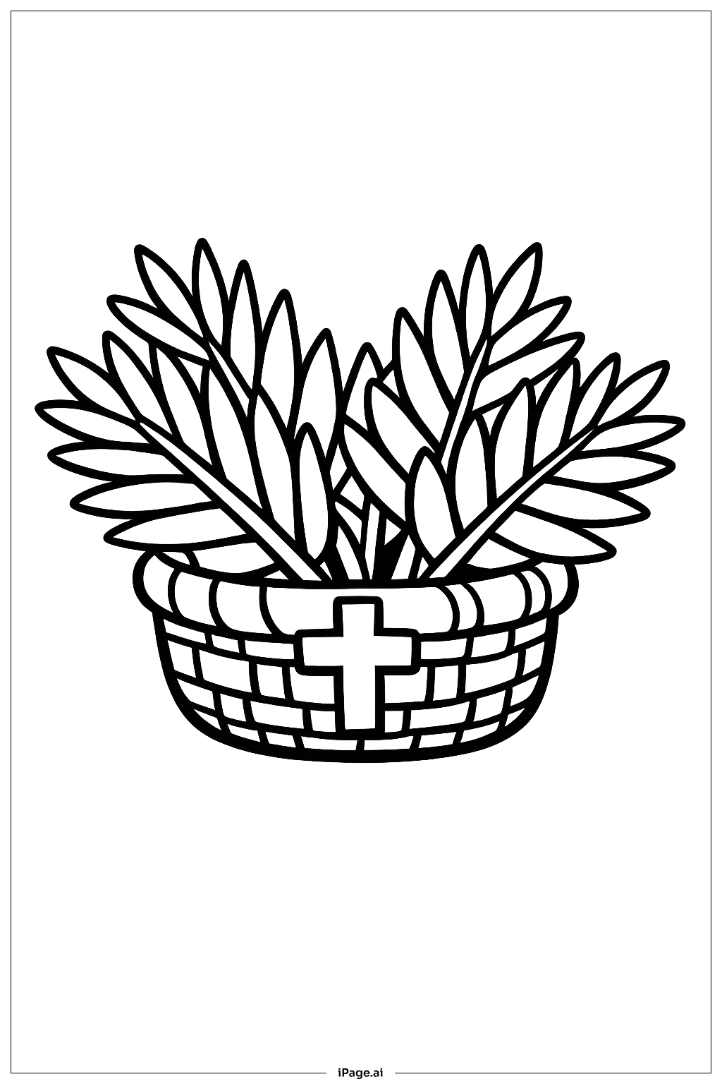 Página para colorir de Cesto de Palmas para a Sexta-Feira Santa