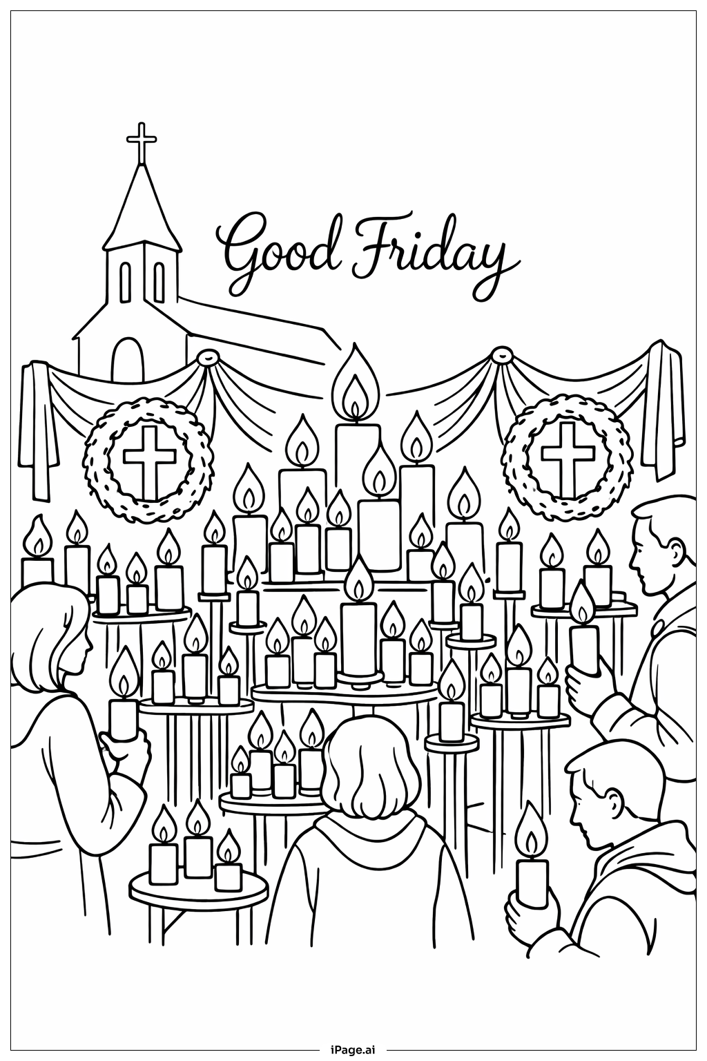  Good Friday Candle Vigil Coloring Page 