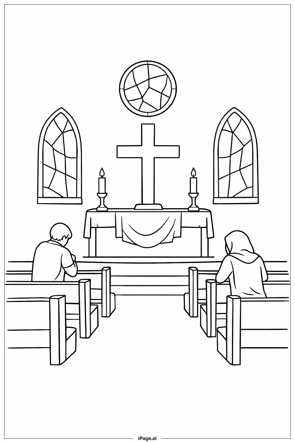  耶稣受难日教堂内景填色页 