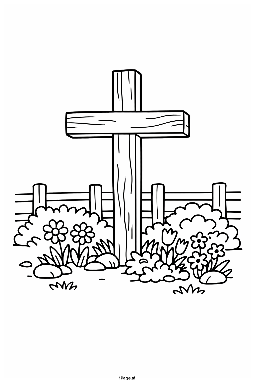  花园里的耶稣受难日十字架填色页 