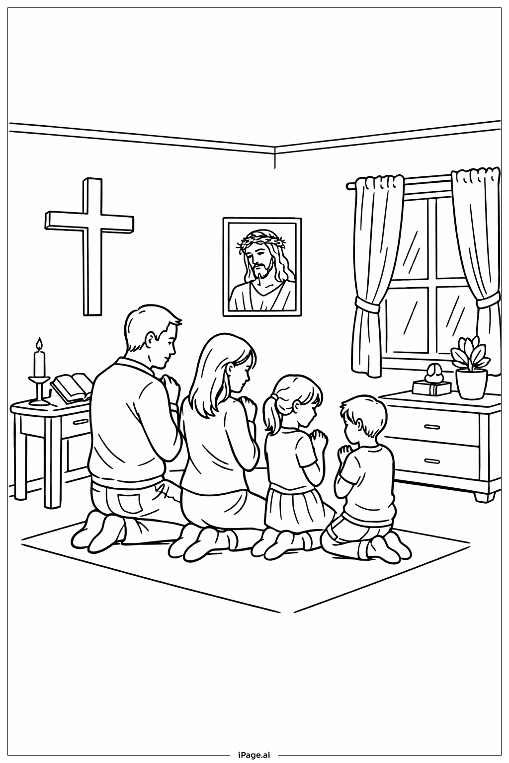  耶稣受难日家庭祷告填色页 