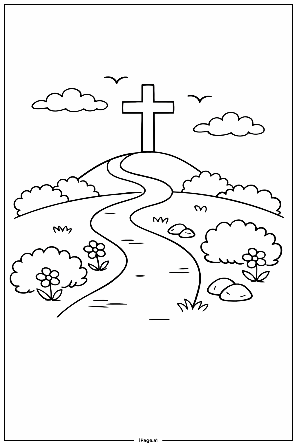  Page de coloriage Chemin de Jardin Ouvert pour le Vendredi Saint 