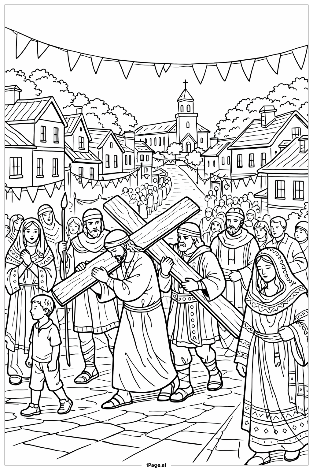  Good Friday Procession Through Town Coloring Page 